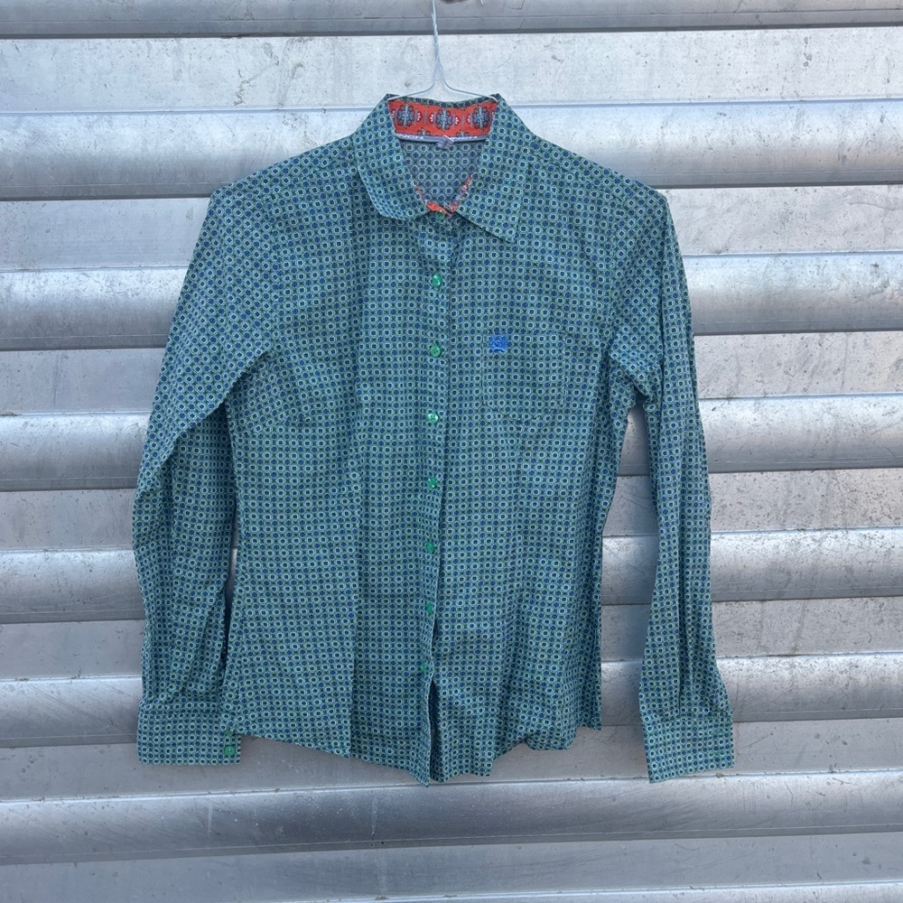 Cinch Blue and Green Button Down Shirt
